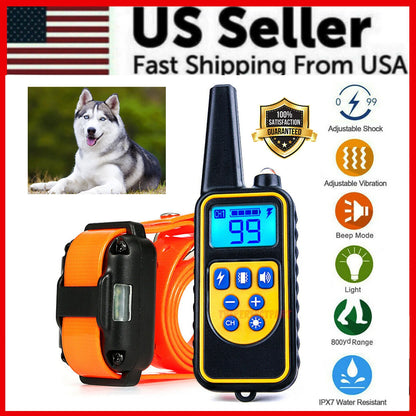 2700 FT Remote Dog Shock Training Collar Rechargeable Waterproof LCD Pet Trainer