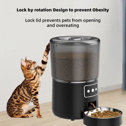 Wifi Pet Feeder Automatic Smart Dog Cat Dry Food Dispenser Feeding Bowl 4L Black